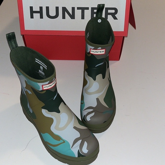 11 - Hunter boots Men's Play Short Camouflage Rain Boots Camo Fun Print  NEW - Picture 1 of 9